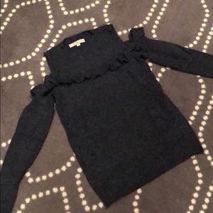 Blue cold shoulder sweater.